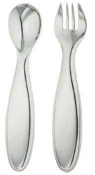 Baby flatware 2 pieces in a case in silver plated - Ercuis